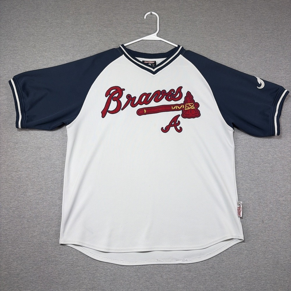 Stitches ATLANTA BRAVES STITCHED MLB BASEBALL JERSEY White - Mens Size Large